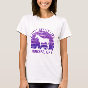 I Really Like Horses in Purple   T-Shirt