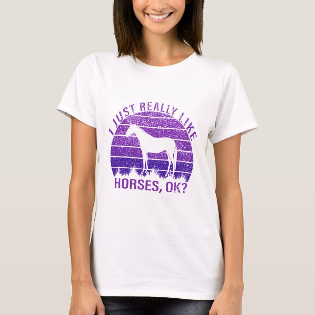 I Really Like Horses in Purple   T-Shirt (Front)