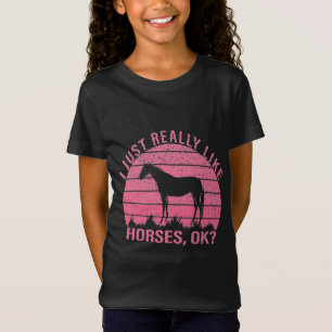 I Really Like Horses in Rose Pink  T-Shirt
