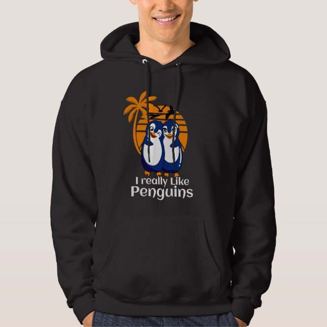 I Really Like Penguins Penguin Ice Floe Snow Antar Hoodie (Front)