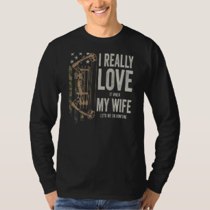 I Really Love My Wife   Mens Deer Hunting  On Back T-Shirt