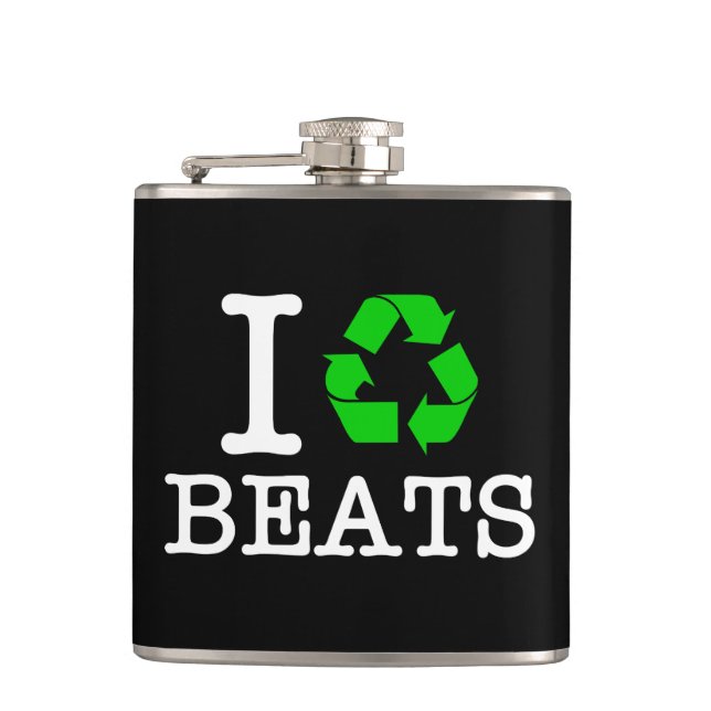 I Recycle Beats Hip Flask (Front)