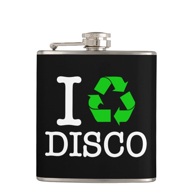 I Recycle Disco Hip Flask (Front)