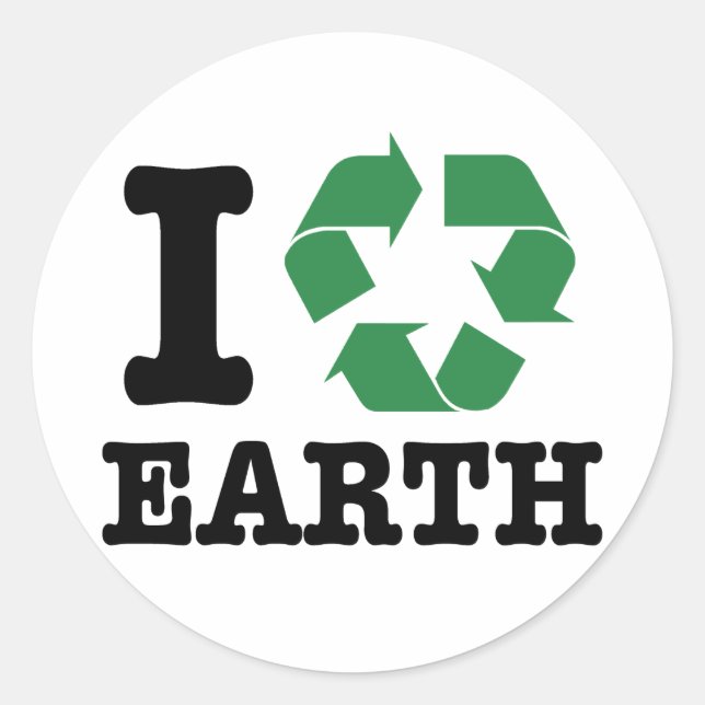 I Recycle Earth Classic Round Sticker (Front)