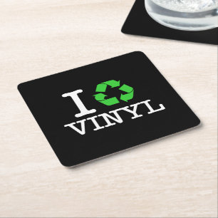 I Recycle Vinyl Square Paper Coaster