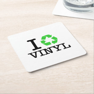 I Recycle Vinyl Square Paper Coaster