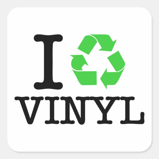 I Recycle Vinyl Square Sticker (Front)