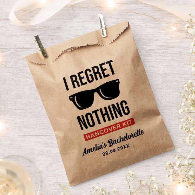 I Regret Nothing  Bachelorette Party Hangover Kit Favour Bags (Clipped)