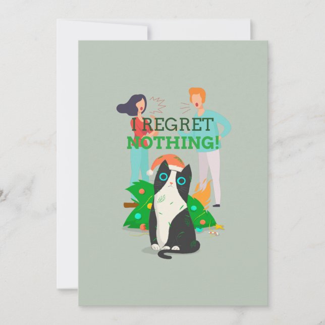 I regret nothing - CatChristmas Card (Front)