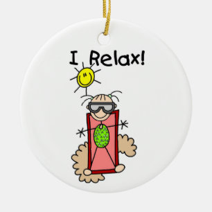 I Relax Girl Stick Figure Ceramic Tree Decoration