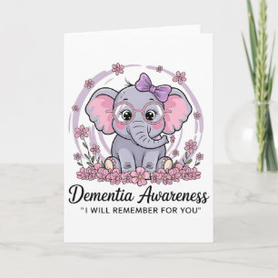 I Remember For You Cute Elephant Dementia Awarenes Card