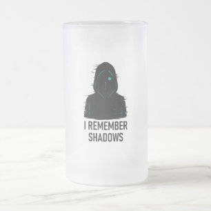 I Remember Shadows - Glitched Hooded Figure Design Frosted Glass Beer Mug