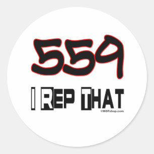 I Rep That 559 Area Code Classic Round Sticker