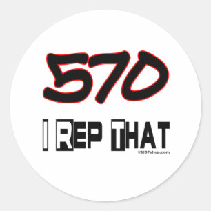 I Rep That 570 Area Code Classic Round Sticker