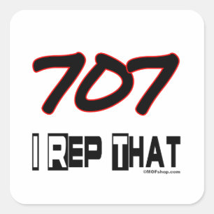 I Rep That 707 Area Code Square Sticker
