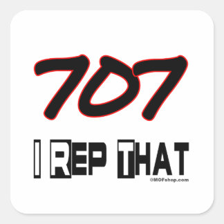 I Rep That 707 Area Code Square Sticker