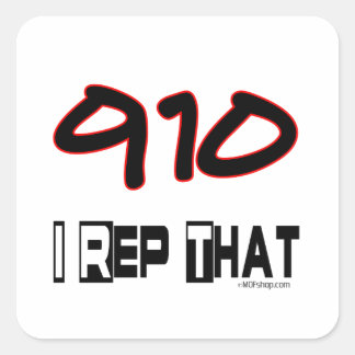 I Rep That 910 Area Code Square Sticker