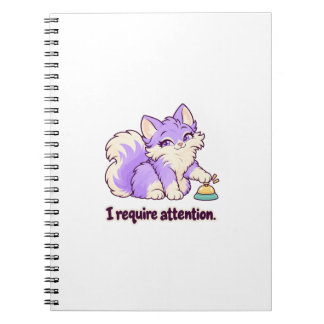 I Require Attention Cute Lila Cat Notebook