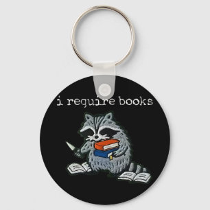I require books racoon funny reading book humour key ring