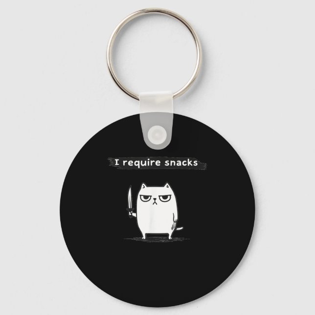 I Require Snacks Angry Cat Funny Meme  Key Ring (Front)
