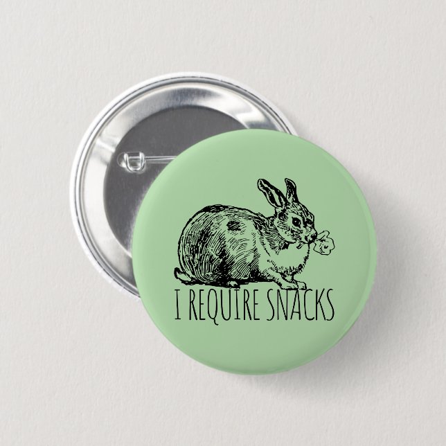 I Require Snacks Cute Bunny Rabbit 6 Cm Round Badge (Front & Back)