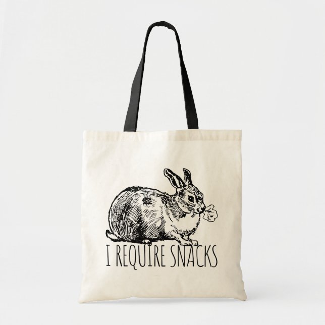 I Require Snacks Cute Bunny Rabbit Tote Bag (Front)