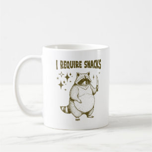 I Require Snacks Fat Racoon Funny Animal Saying Coffee Mug