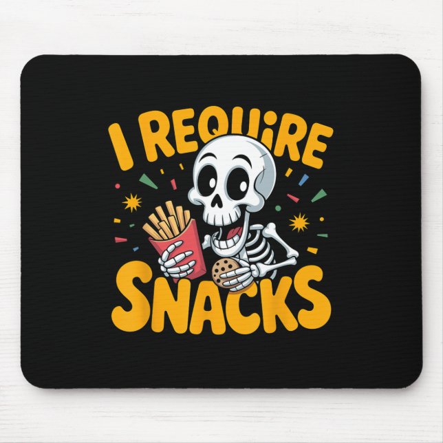 I Require Snacks Fun Halloween Skeleton Meme Fast  Mouse Mat (Front)