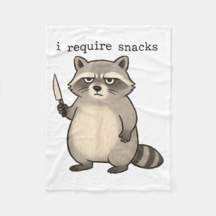 I Require Snacks Funny Mpy Raccoon Trash Meme Snac Fleece Blanket