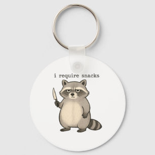 I Require Snacks Funny Mpy Raccoon Trash Meme Snac Key Ring