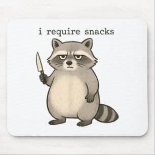 I Require Snacks Funny Mpy Raccoon Trash Meme Snac Mouse Mat