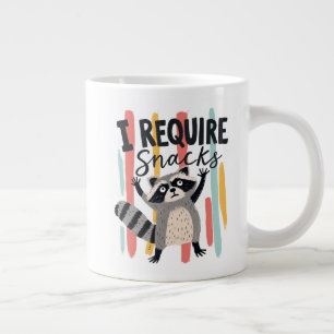 I Require Snacks Funny Racoon Design Large Coffee Mug