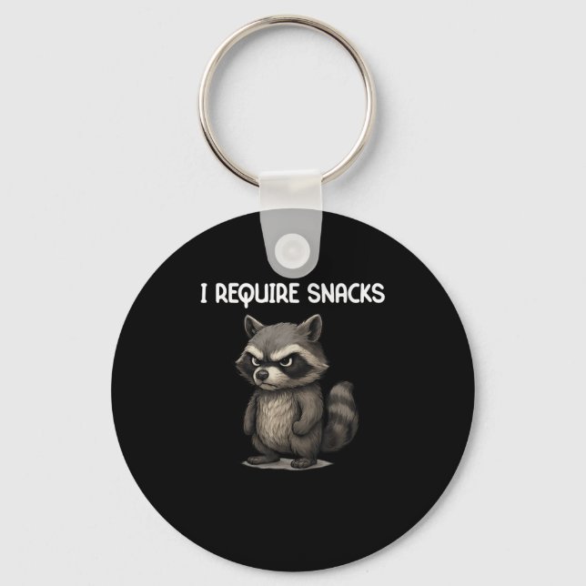 I Require Snacks Funny Racoon Meme Snack Lover Hu Key Ring (Front)