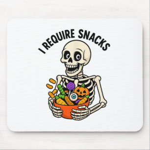I Require Snacks Funny Skeleton Halloween Meme  Mouse Mat