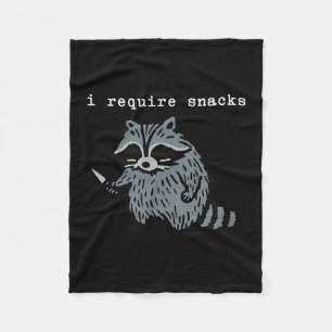 I Require Snacks Racoon Fleece Blanket