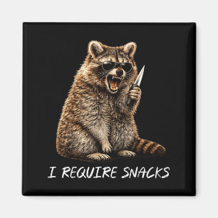 I Require Snacks Racoon Funny Animal Meme Men Magnet