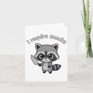 I Require Snacks Racoon Funny Halloween Retro Ani Card