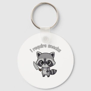 I Require Snacks Racoon Funny Halloween Retro Ani Key Ring