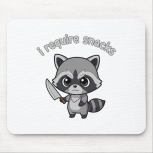 I Require Snacks Racoon Funny Halloween Retro Ani Mouse Mat