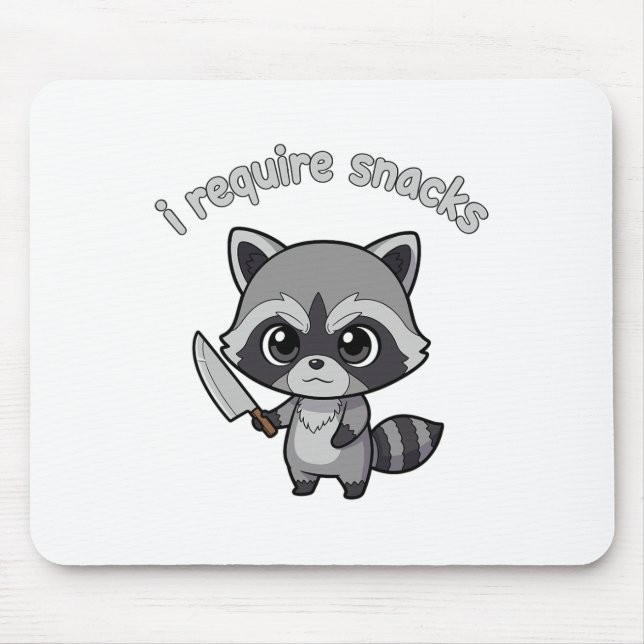 I Require Snacks Racoon Funny Halloween Retro Ani Mouse Mat (Front)