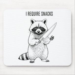 I Require Snacks Racoon Funny Halloween Retro Ani Mouse Mat