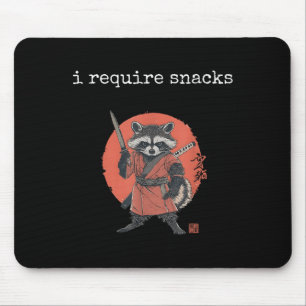 I Require Snacks Racoon, Funny Racoon Meme Mouse Mat