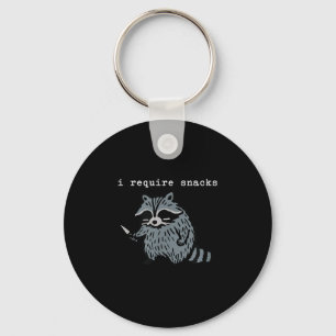 I Require Snacks Racoon Key Ring