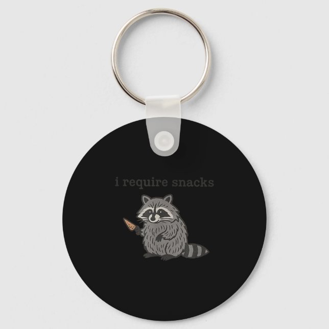 I Require Snacks Racoon Shirt Men Women Funny Rac Key Ring (Front)