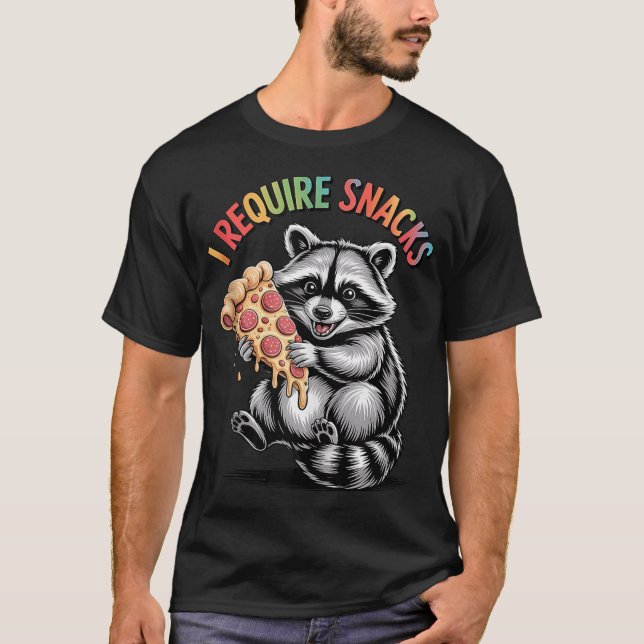  I Require Snacks Racoon T-Shirt (Front)