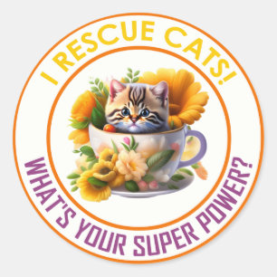 I RESCUE CATS! CLASSIC ROUND STICKER