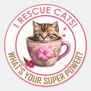 I RESCUE CATS! CLASSIC ROUND STICKER
