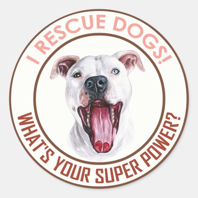 I RESCUE DOGS! CLASSIC ROUND STICKER (Front)