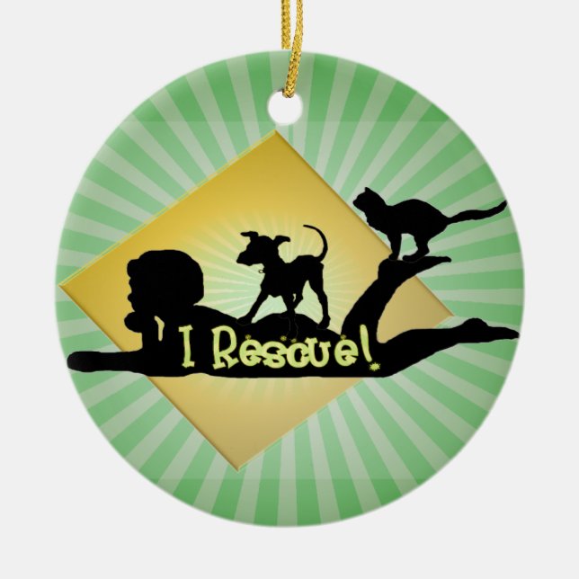 i RESCUE SILHOUETTE Ceramic Tree Decoration (Front)