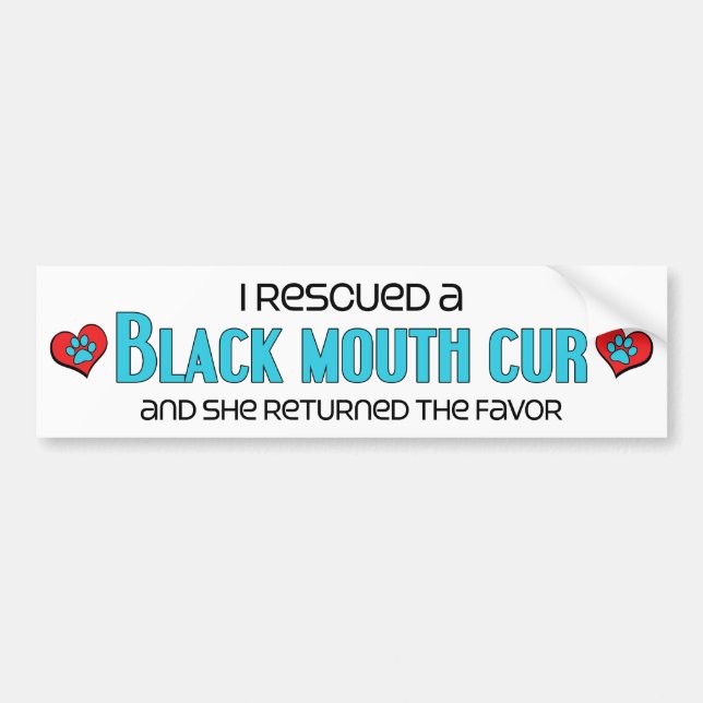 I Rescued a Black Mouth Cur (Female Dog) Bumper Sticker (Front)